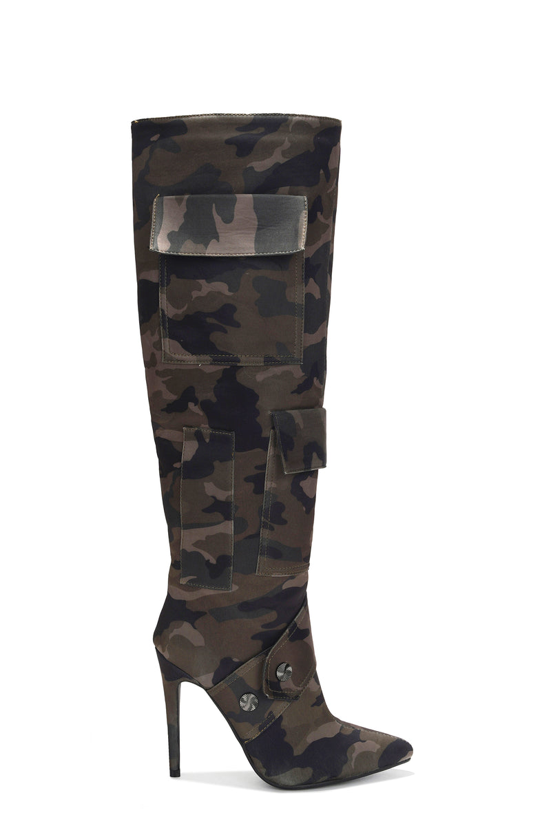 Virden Camouflage Knee-High Stiletto Boots