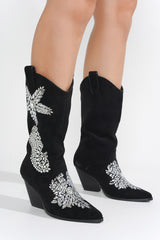 Vivianne Gem Suede Block Heel Cowboy Boots
