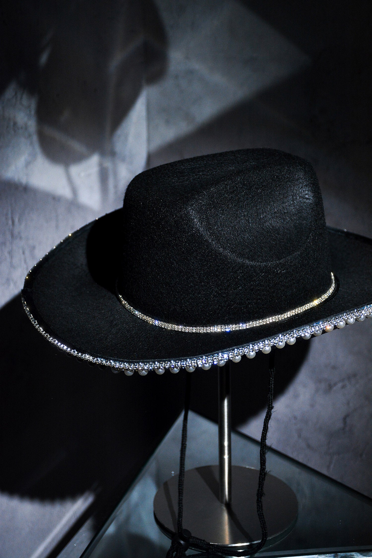 UrbanOG - Marley Rhinestones Pearls Cowboy Hat - ACCESSORIES