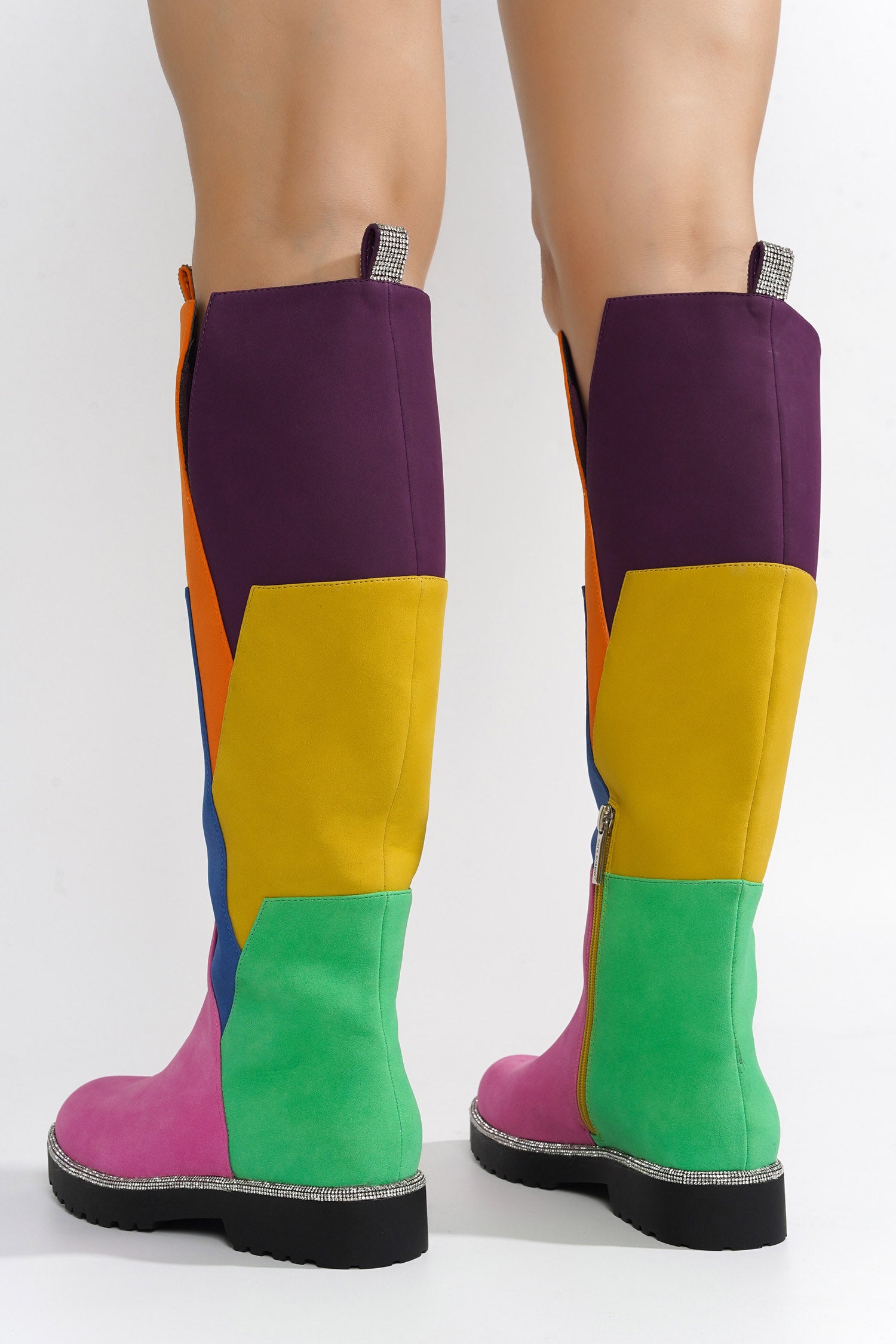 UrbanOG - Aldea Rhinestone Pull Tabs Knee High Boots - BOOTS