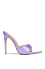 Avelyn Purple Pointy Open Toe High Heels