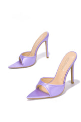 Avelyn Purple Pointy Open Toe High Heels