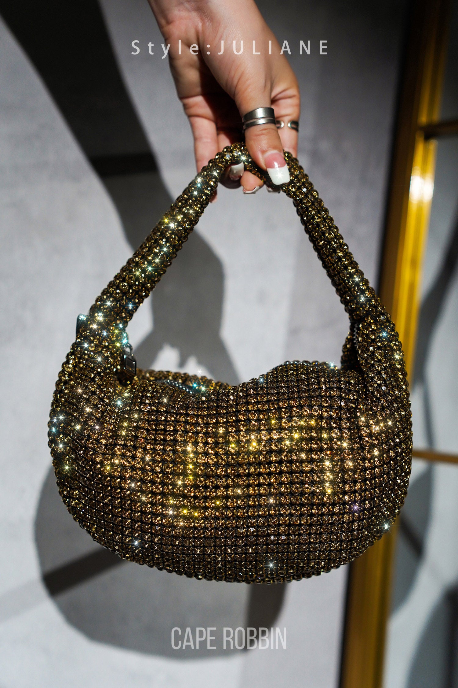 UrbanOG - Juliane Top Handle Rhinestone-Coated Handbag - BAGS