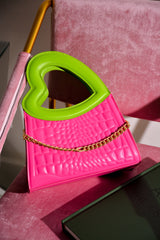 Lovlin Two-Tone Heart-Shaped Handle Handbag