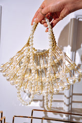 Pearls Fan-Shaped Faux Pearl Satchel Bag