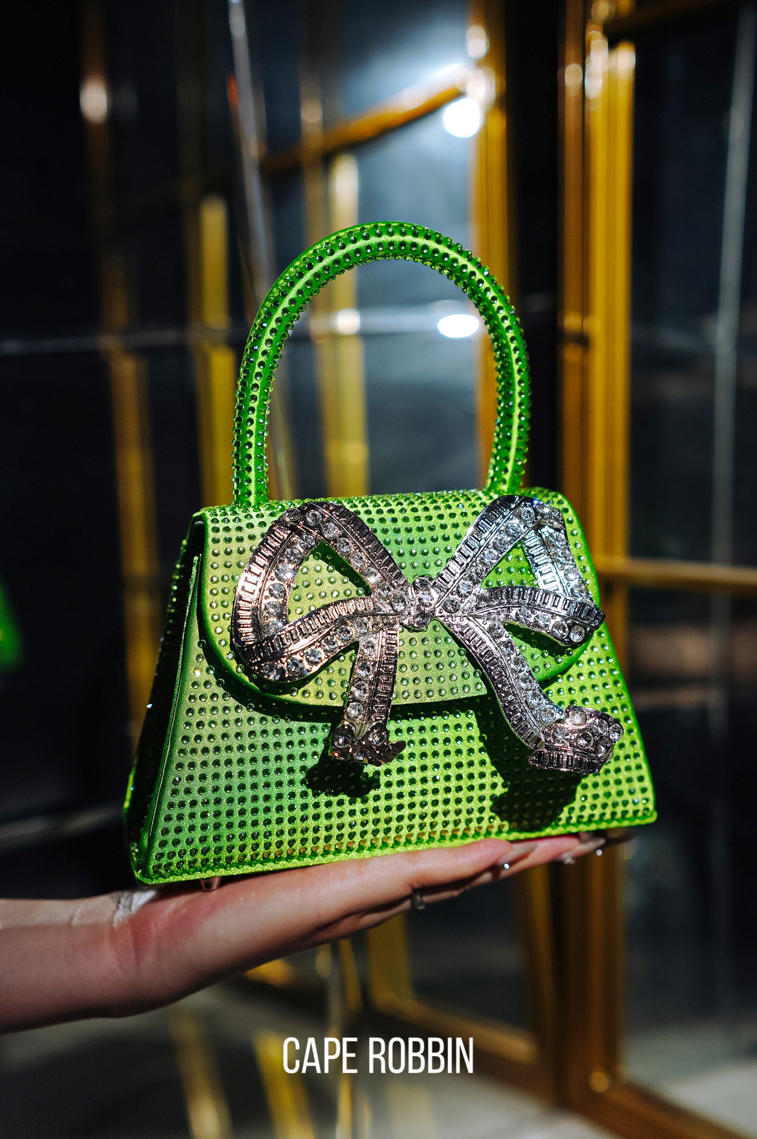 UrbanOG - Rosalina Rhinestone Gem Top Handle Handbag - BAGS