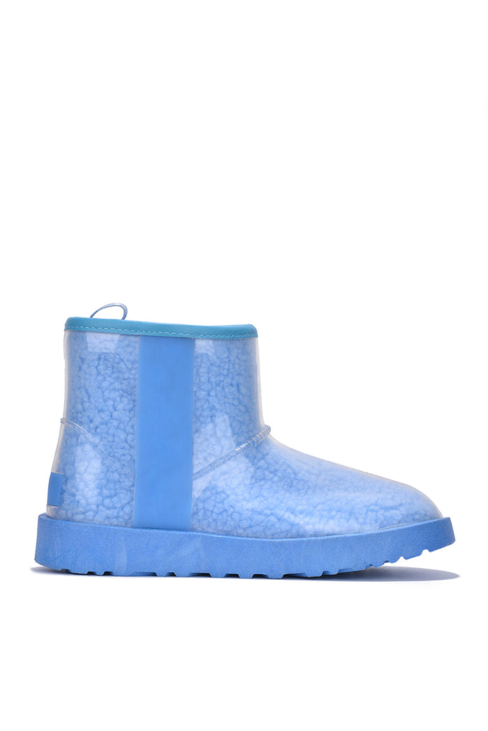 Bayberry Clear Fur Round Toe Lug Snow Booties