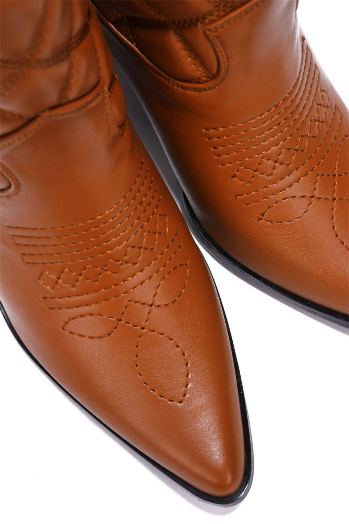 UrbanOG - Belasimo Pointy Toe Block Heel Cowboy Boots - BOOTIES
