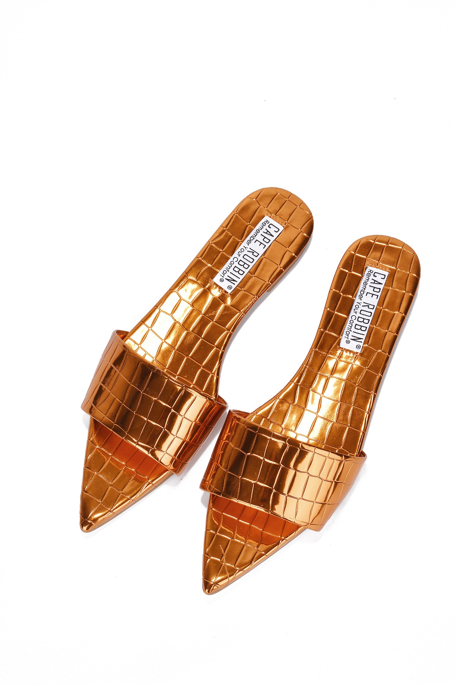 UrbanOG - Bonite Metallic Croc Pointed Toe Sandals - SANDALS
