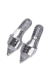 Bonite Metallic Croc Pointed Toe Sandals