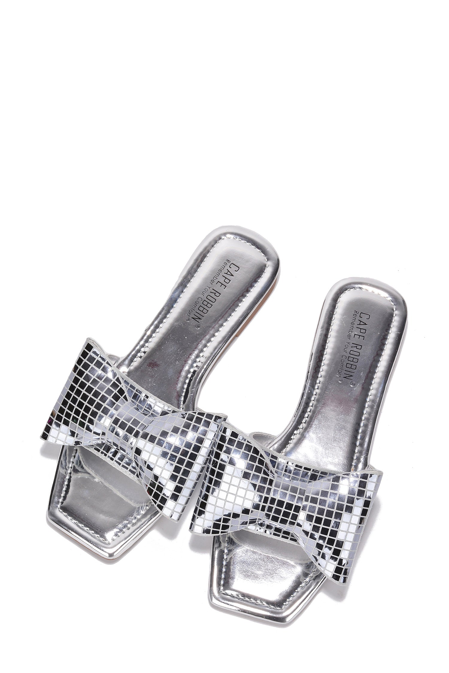 UrbanOG - Botania Metallic Bow Square Toe Flat Sandals - SANDALS