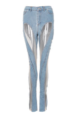 Mjean Two-Tone High-Waisted Denim Jeans