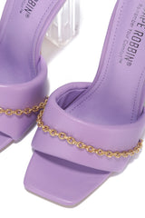 Cherie Clear Block Heels w/ Gold Chain Detail