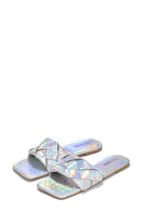 Clara Metallic Square Toe Flat Sandals
