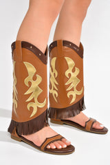 Collins Fringe Western-Inspired Flat Sandals