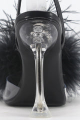 Corazon Feather Square Toe Clear High Heel
