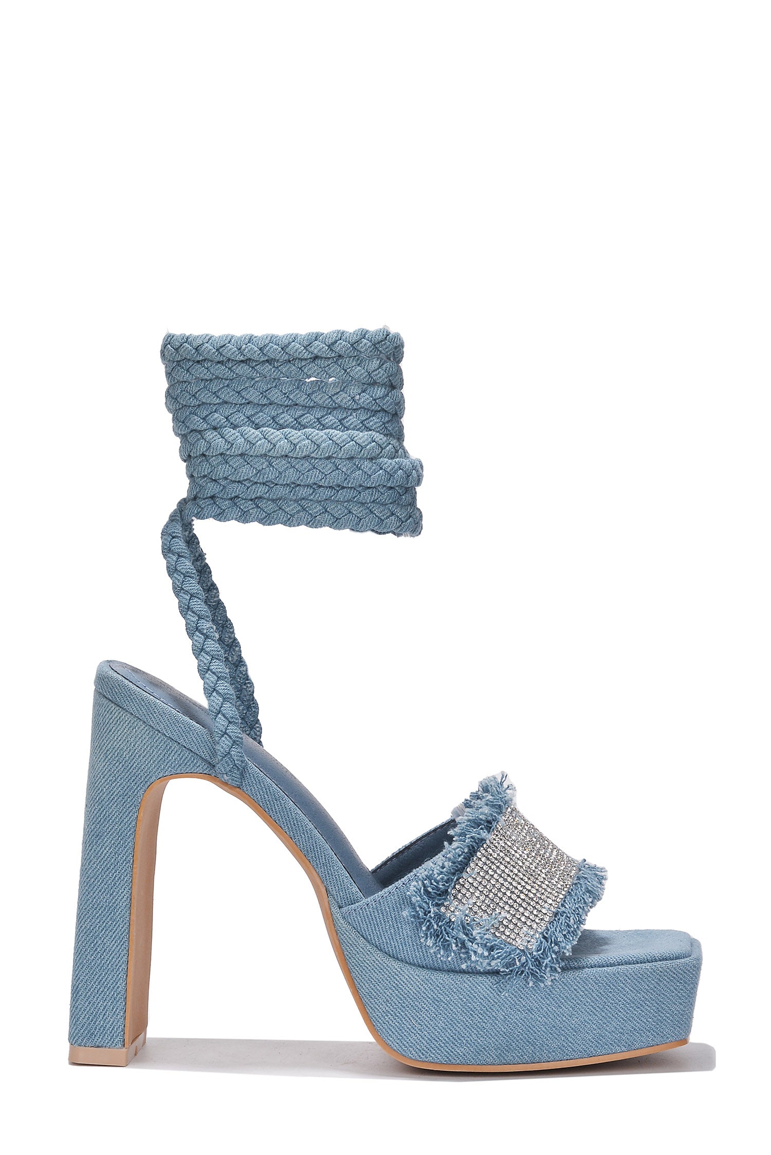 UrbanOG - Dannie Square Toe Diamante Detail Strappy Block Heels - HEELS