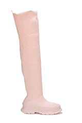Deky Round Toe Thigh High Sock Boots