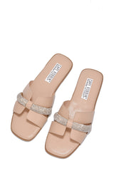Dent Square Toe Rhinestone Detail Sandals