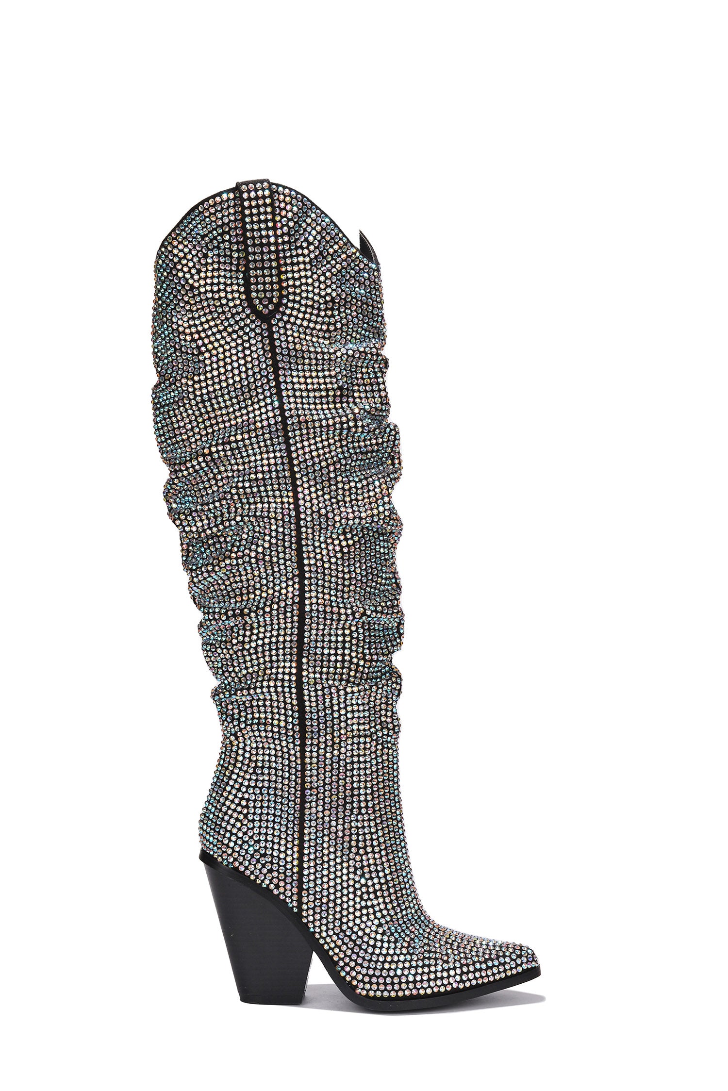 UrbanOG - Diamante Pointed Toe Black Rhinestone Boots - BOOTS