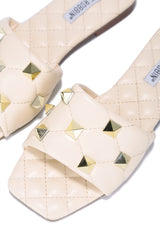 Doha Spike Diamond Stitch Flat Sandals