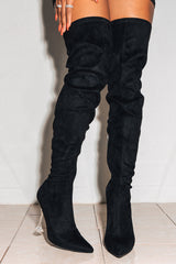 Estele Clear Pointy Toe Thigh High Boots