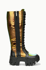 Fade Metallic Knee-High Chunky Lug Sole Boots