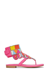 Furing Colorful Bead Detail Flat Sandals
