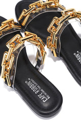Goldie Chain Clear Round Toe Flat Sandals