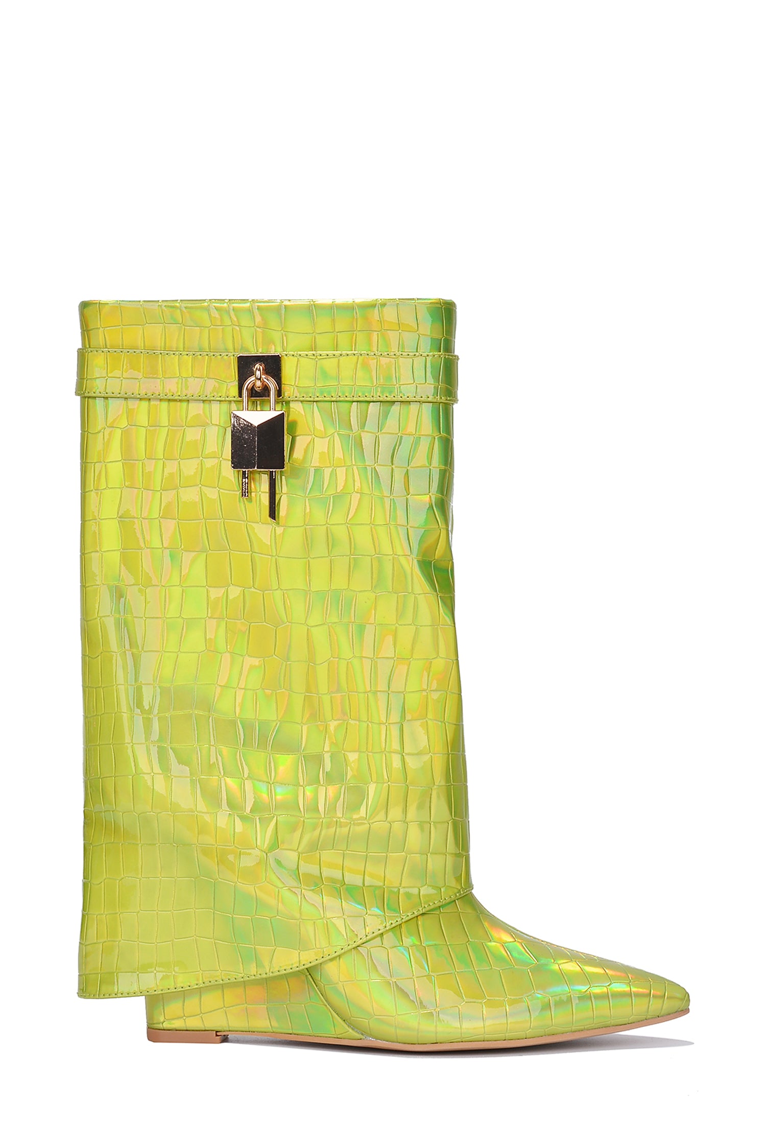 UrbanOG - Hadyn Mirror Detailed Wedge Boots with Zipper Closure - BOOTS
