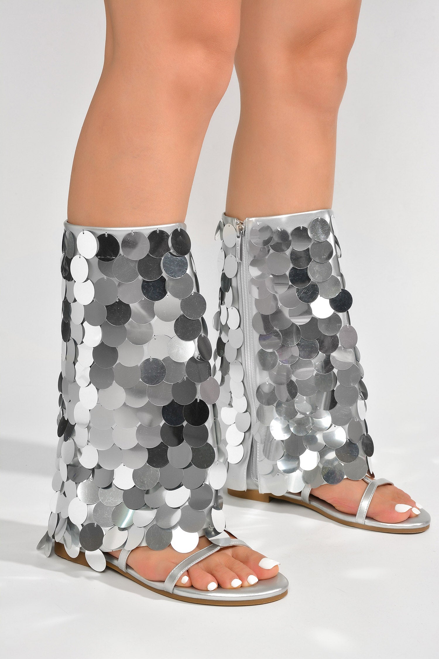 UrbanOG - Hamona Big Sequins Fold Over Flat Sandals - SANDALS