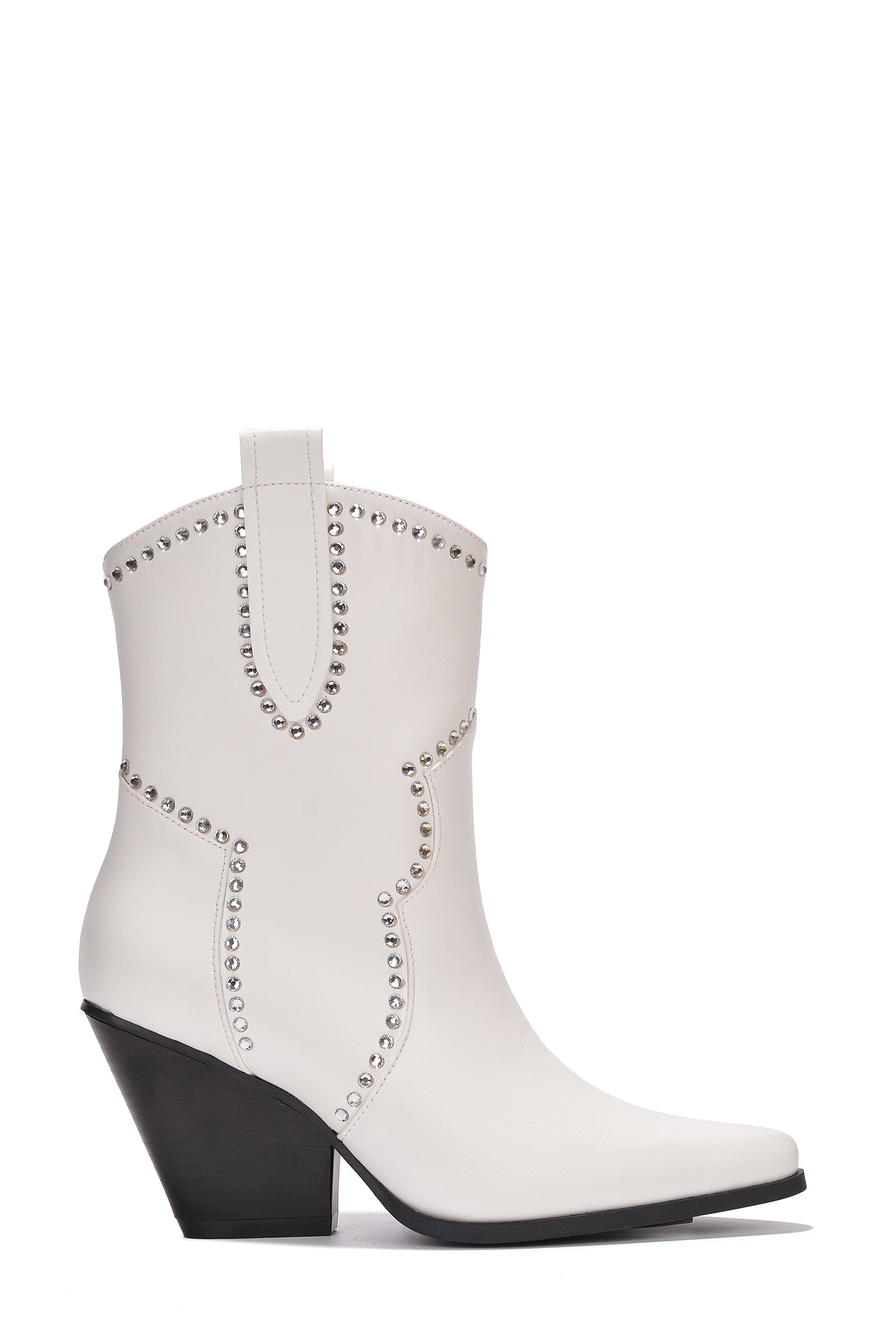 UrbanOG - Hanoya Cowboy Boots Pointed Toe Block Heels Diamante Detail - BOOTIES