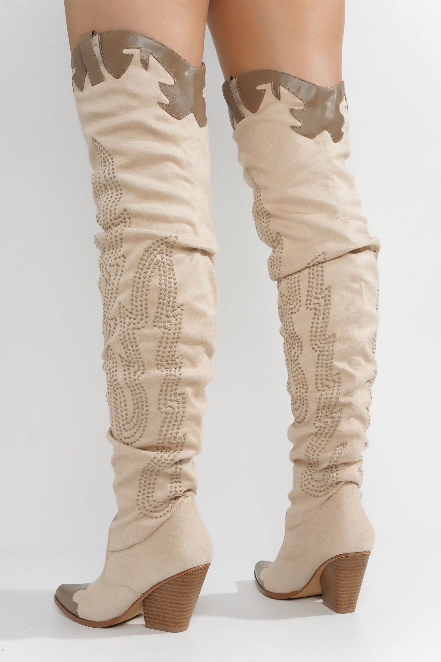 UrbanOG - Icona Embroidery Thigh-High Cowboy Boots - BOOTS