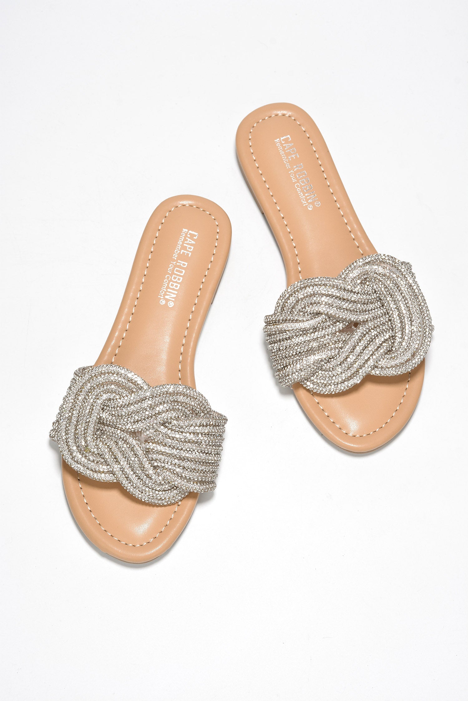 UrbanOG - Jeffer Rhinestone Rope Open Toe Flat Sandals - SANDALS