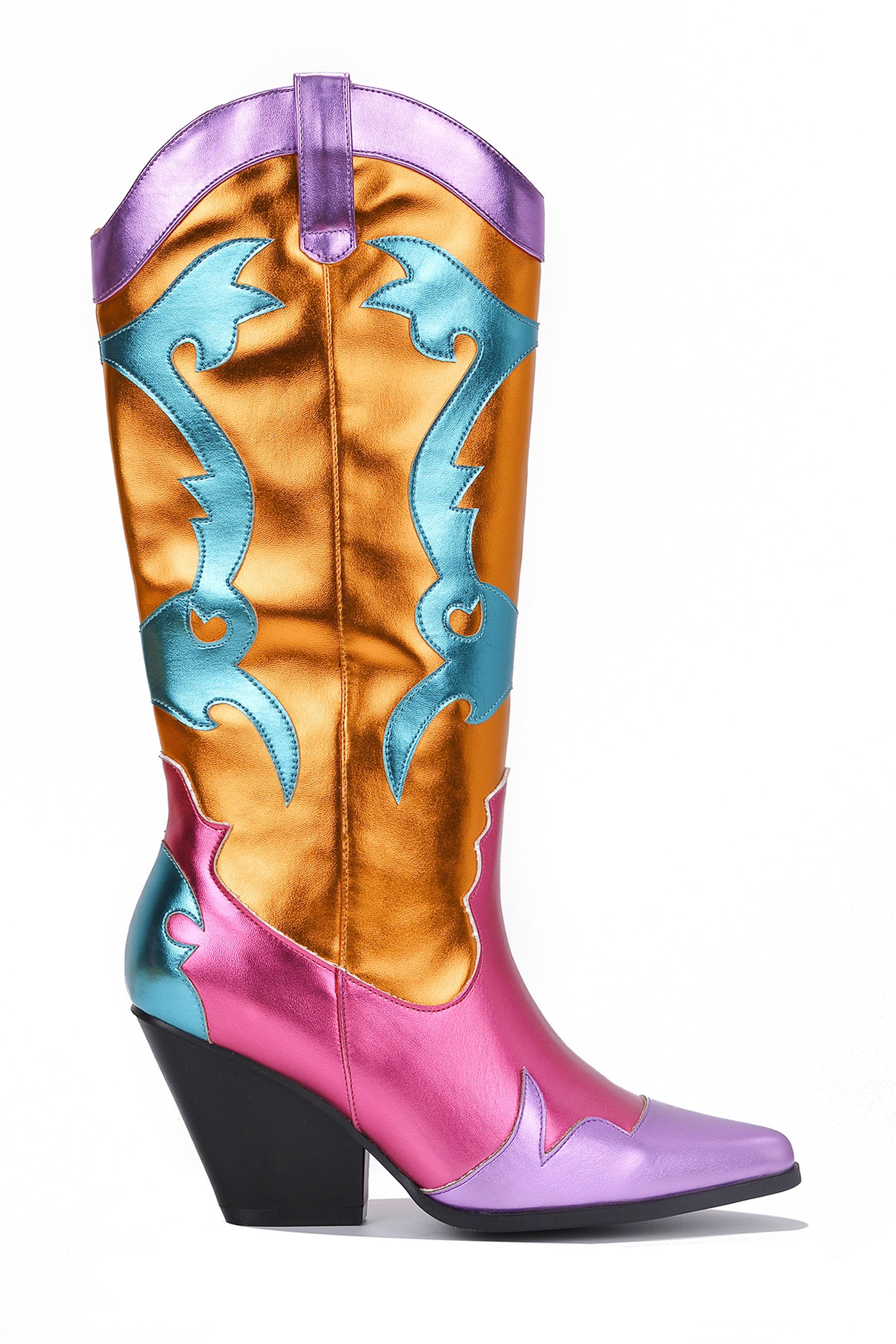 UrbanOG - Juliana Multicolor Pointy Toe Cowboy Boots - BOOTS