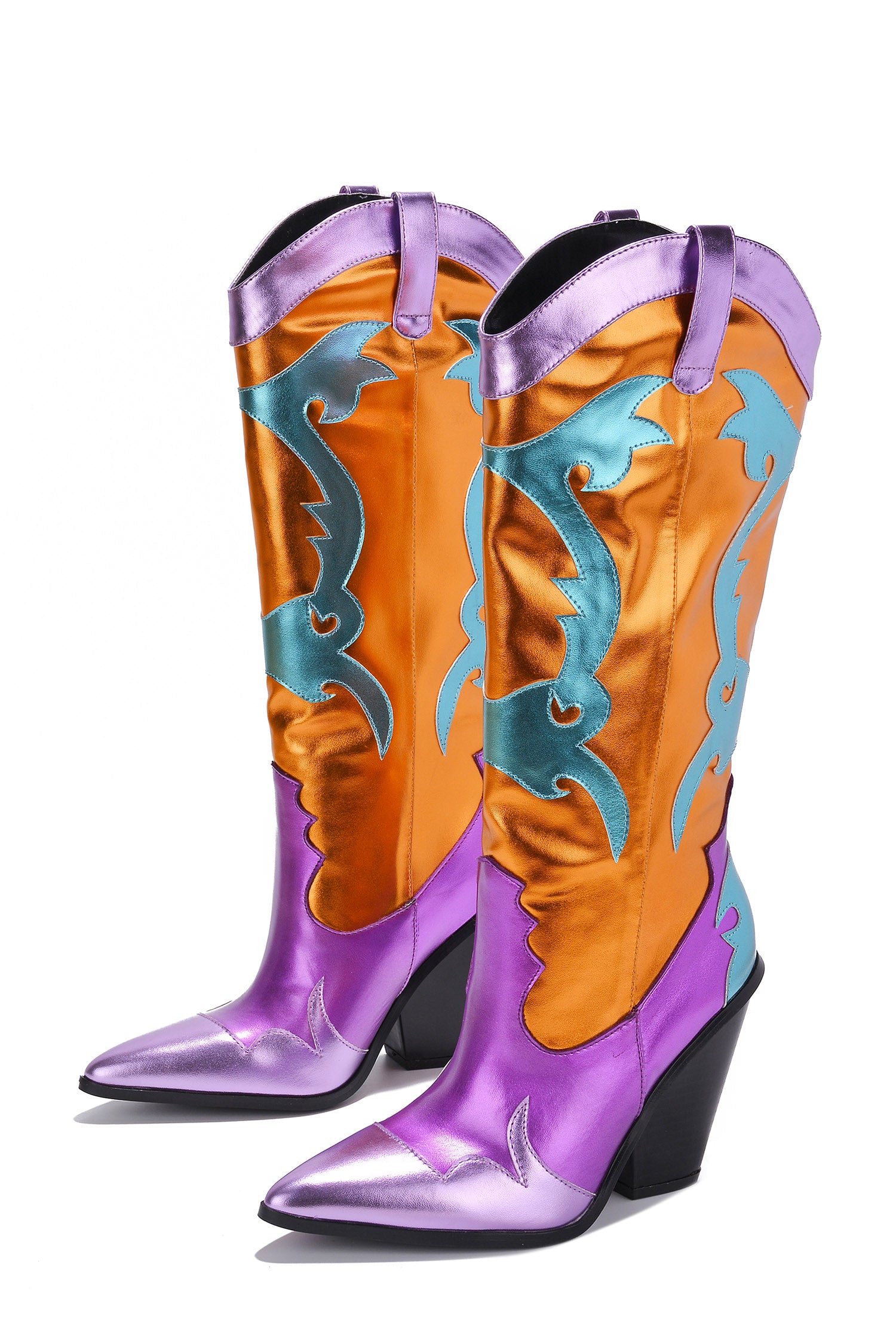 UrbanOG - Juliana Multicolor Pointy Toe Cowboy Boots - BOOTS