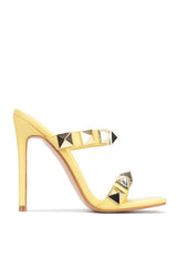 Juno Square Toe High Heels with Spike Trim