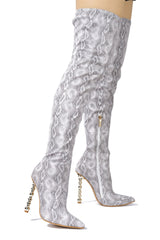 Kalel Pointy Toe High Heel Thigh High Boots