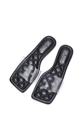 Keko Diamond-Stitch Clear Upper Flat Sandals