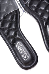 Keko Diamond-Stitch Clear Upper Flat Sandals