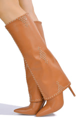 Lance Pointy Toe Fold Over High Heel Boots