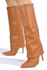 Lance Pointy Toe Fold Over High Heel Boots