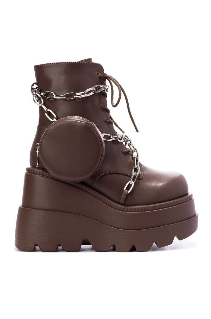 UrbanOG - Laverne Chain Side Pouch Chunky Platform Booties - BOOTIES
