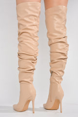 Leexa Pointy Toe Thigh-High Slouch Heel Boots