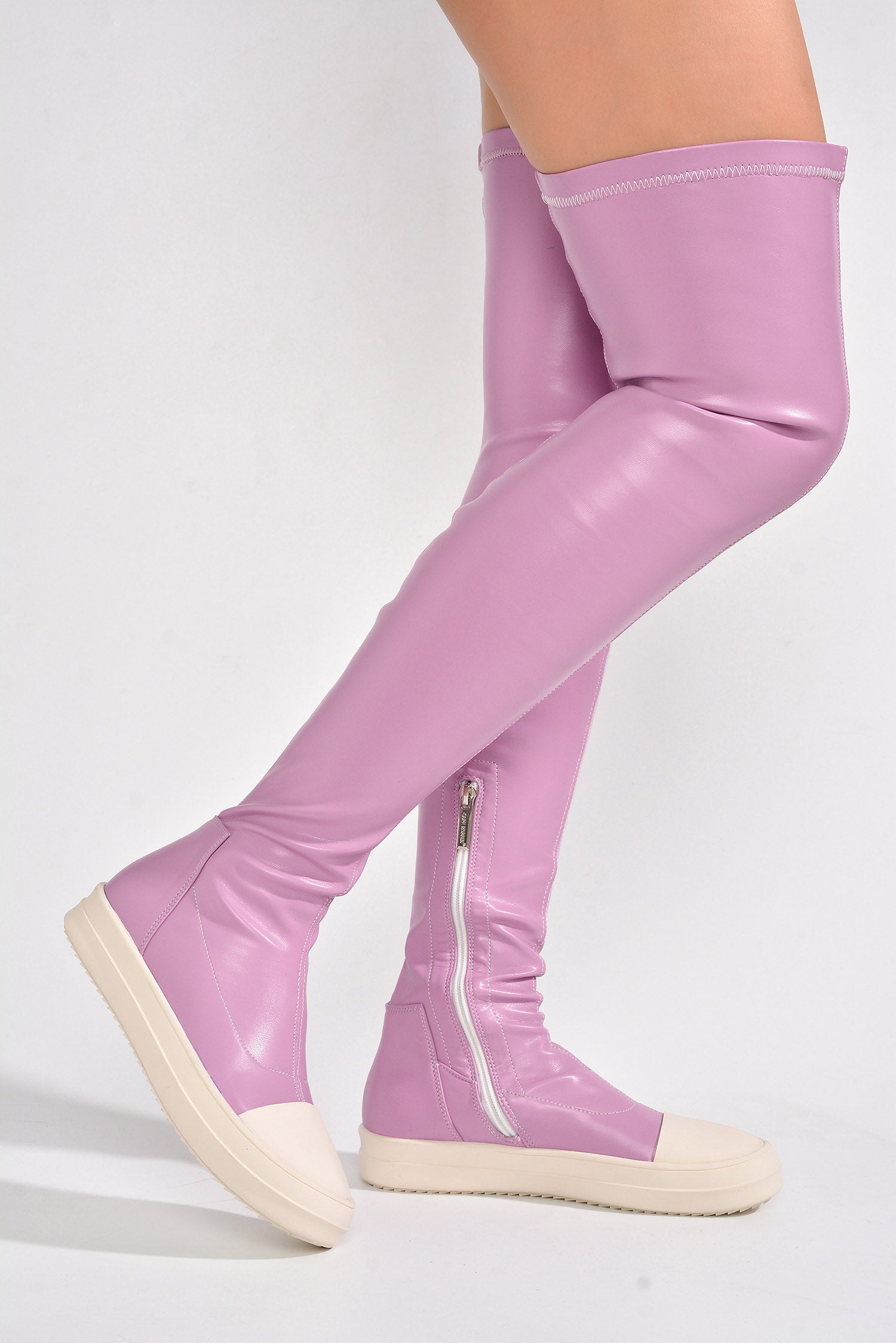 UrbanOG - Lupita Thigh High Lug Sole Flat Boots - BOOTS
