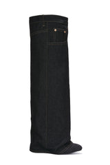 Marget Denim Pointed Toe Knee High Boots