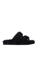 Marie Fur-Coated Buckled Slide-On Sandals