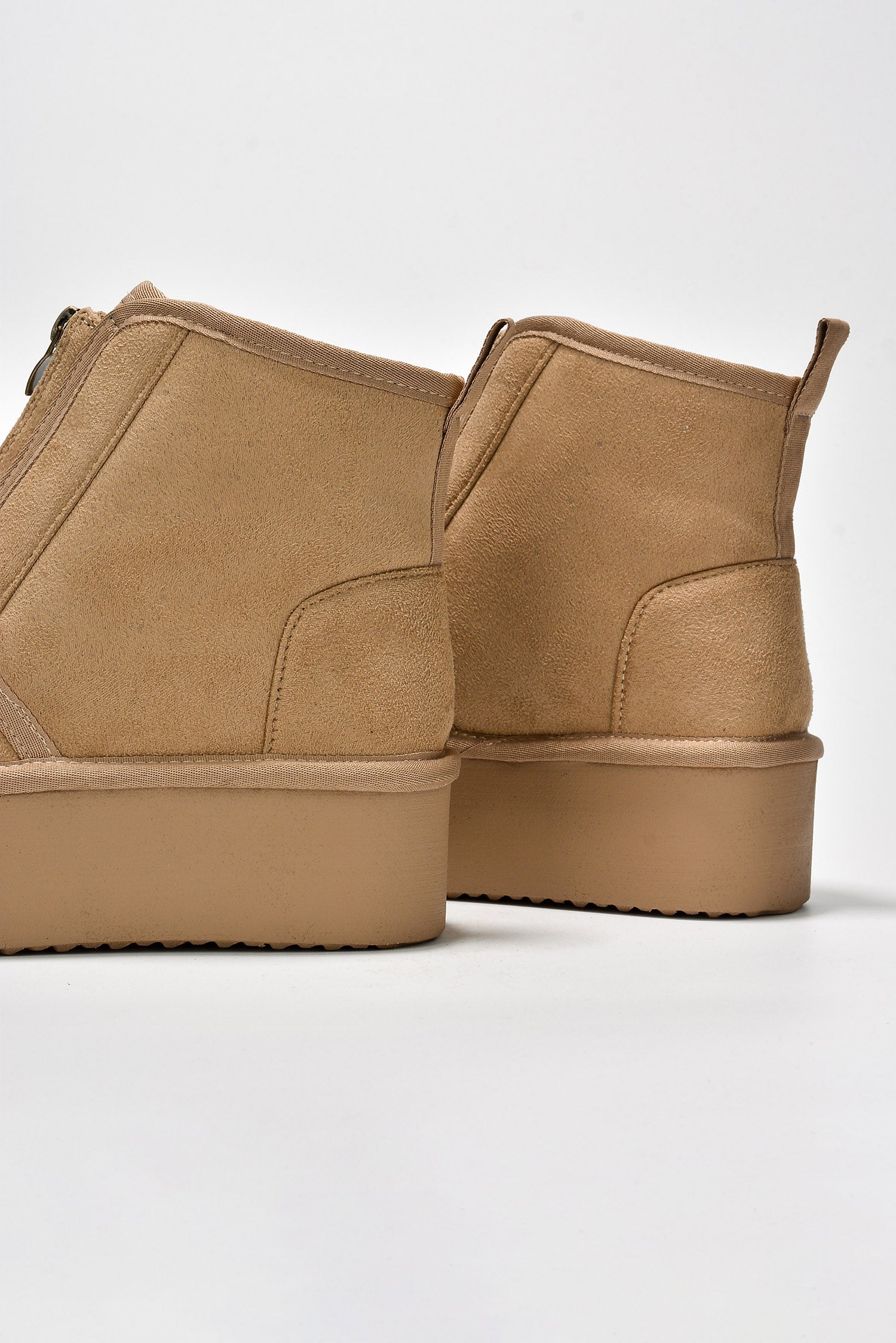 UrbanOG - Miane Fur-Lined Platform Suede Ankle Booties - BOOTIES