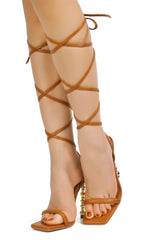 Mindi Strappy Square Toe Odd Shaped High Heel