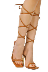 Mindi Strappy Square Toe Odd Shaped High Heel